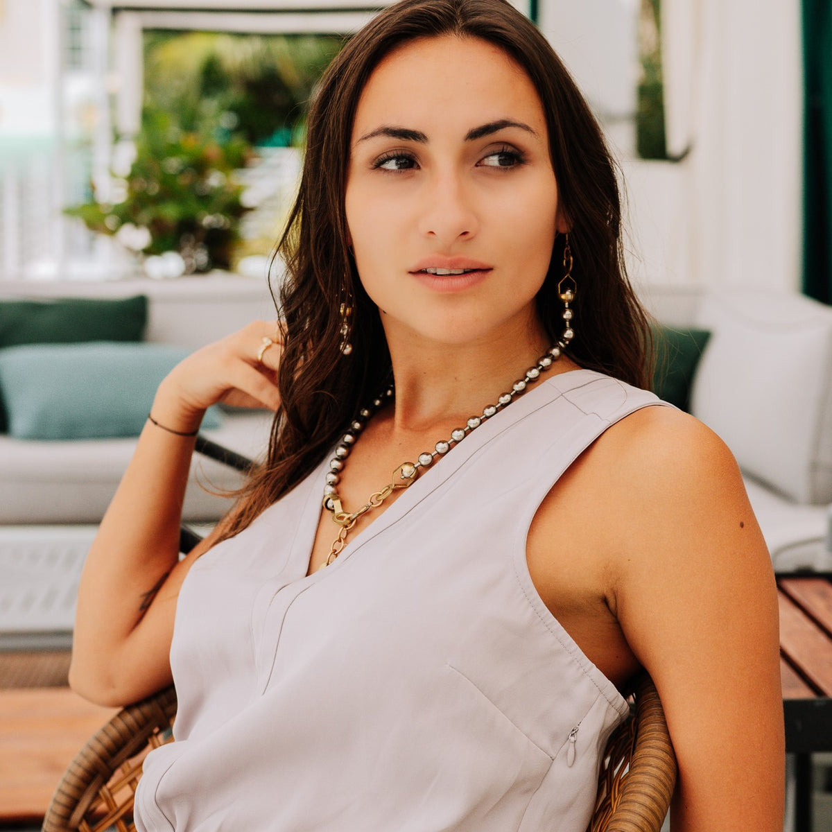 Ball and Chain Jewelry Set Twisted Silver