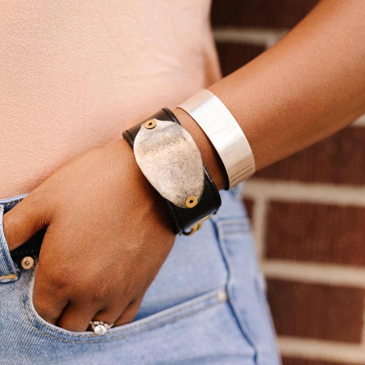 LEATHER MOXIE Bracelet - Twisted Silver