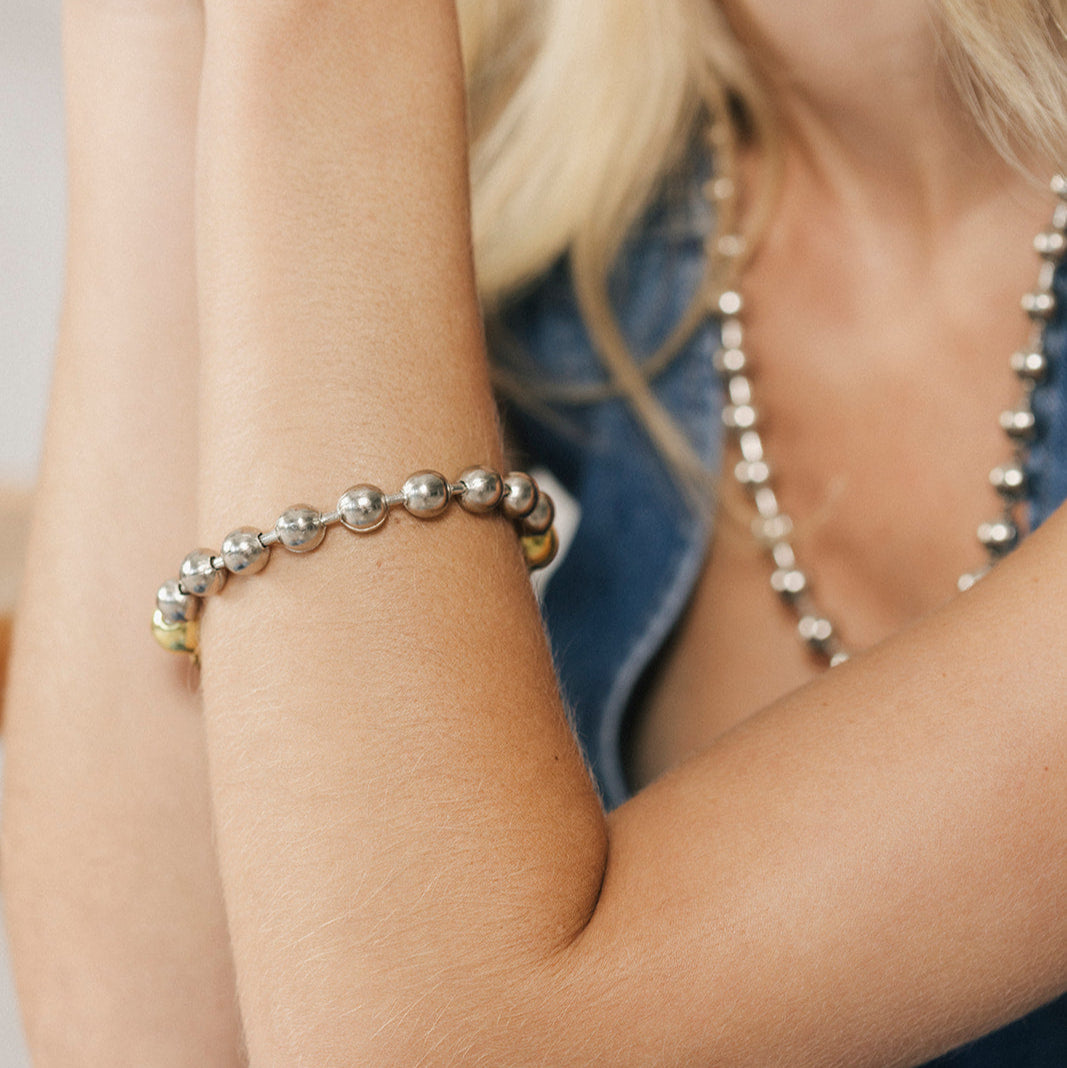 Ball & chain bracelet - Twisted Silver