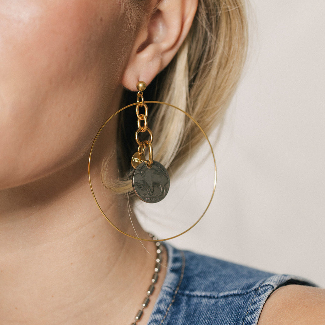 Buffalo nickel earrings