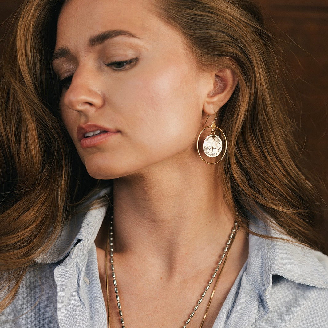 Mini buffalo nickel earrings