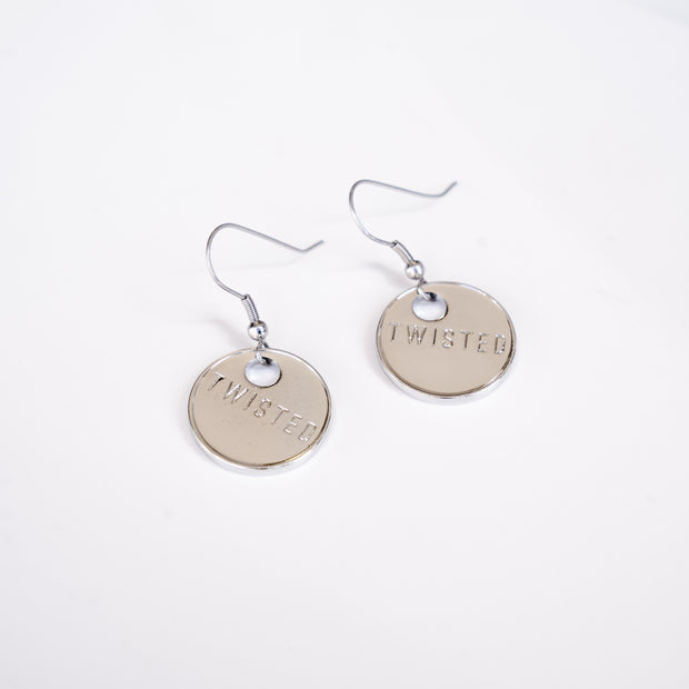 TAG Earrings - Twisted Silver