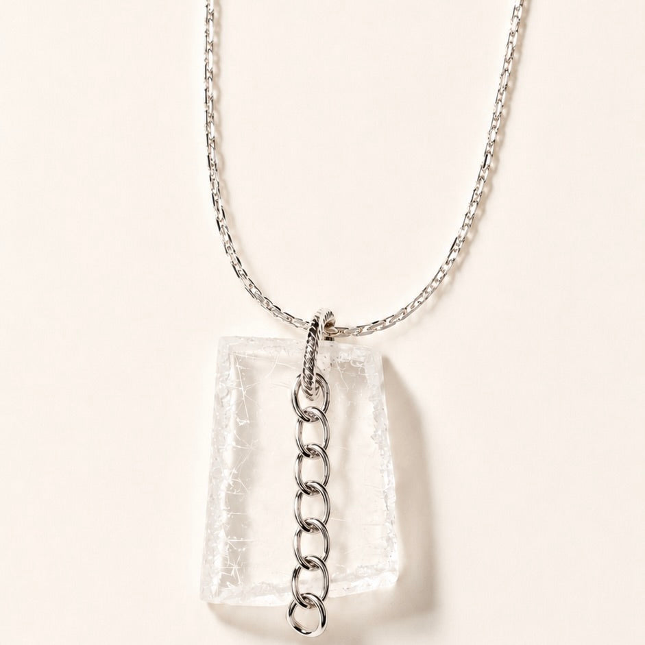 Tiny clarity necklace - Twisted Silver
