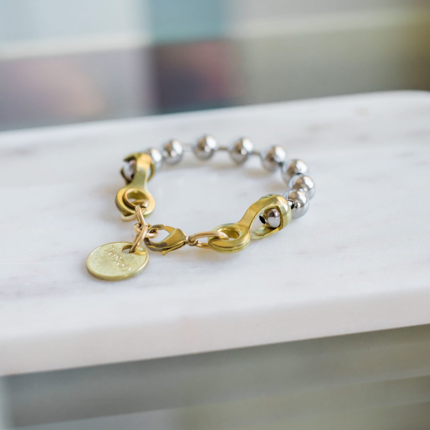 BALL & CHAIN Bracelet - Twisted Silver